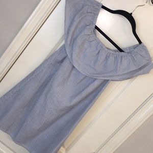 Seersucker off the shoulder dress